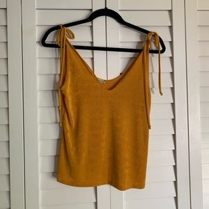 Free People tie up gold silky tank